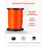 0.095 inch Orange Twist String Trimmer Line Heavy Duty Grass Weed Eater